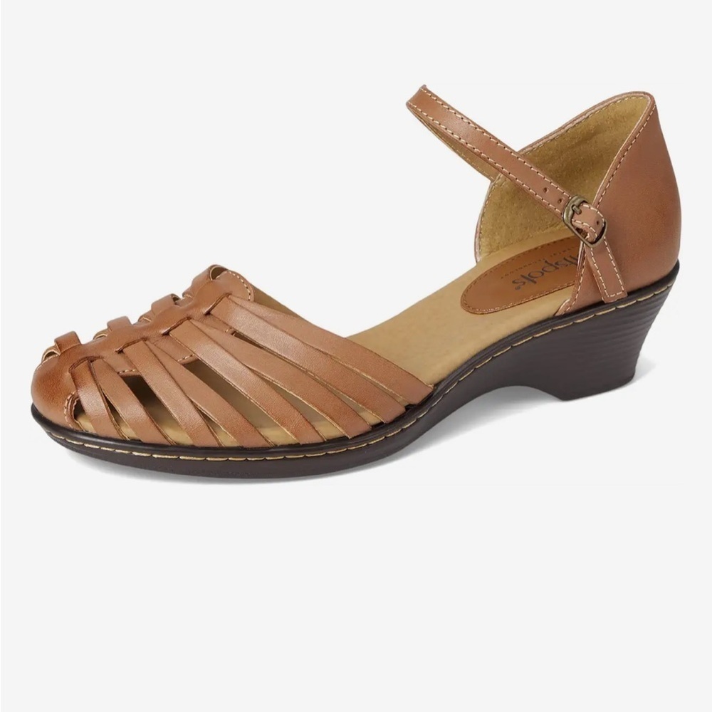 Comfortiva NWOT Tatianna Soft Spots Tan Strappy Heels Sandals, Women’s Sz 6.5W